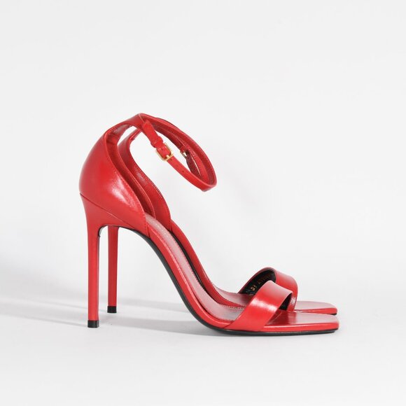 Saint Laurent Amber 85 Red Leather Sandals – Iconic and Elegant Design - Picture 2 of 15